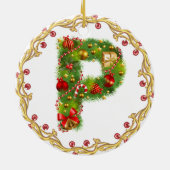 initiaal voor kerstversiering met monogrammen - ci keramisch ornament (Achterkant)