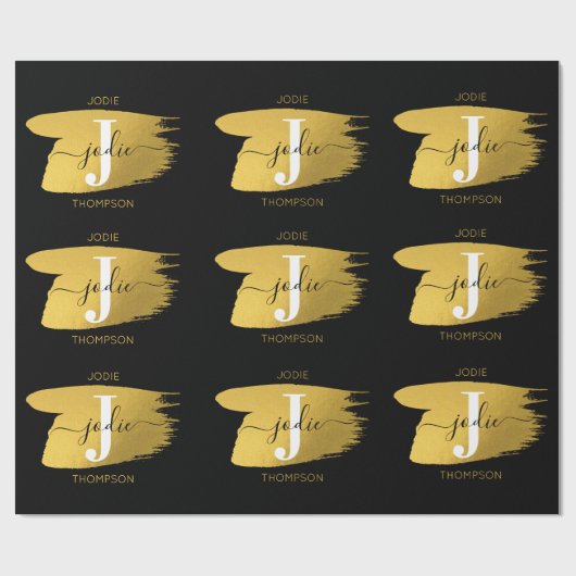 Initiaal voor modern zwart-witscript cadeaupapier (Vlak)