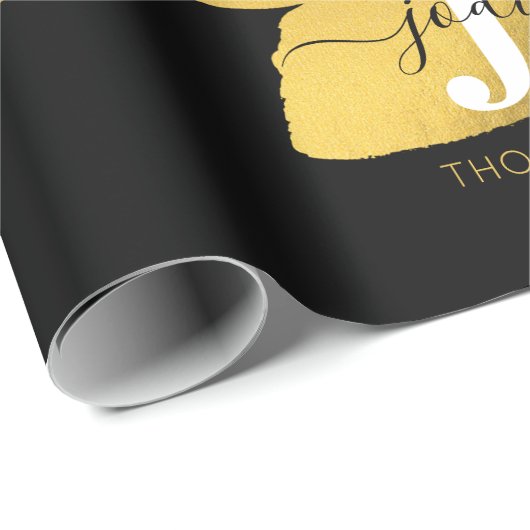 Initiaal voor modern zwart-witscript cadeaupapier (Rol Hoek)