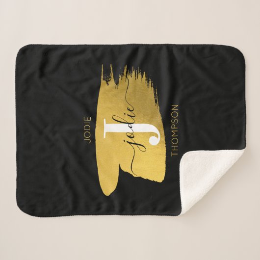 Initiaal voor modern zwart-witscript sherpa deken (Voorkant (horizontaal))