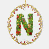 initiaal voor monogrammen kerstversiering - cirkel keramisch ornament (Links)