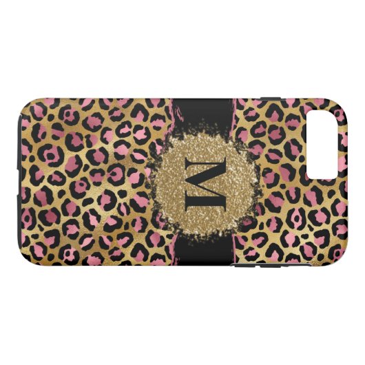 Initiaal voor roze en goudglitter Case-Mate iPhone case (Achterkant (Horizontaal))