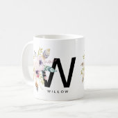 Initiaal "W" Alfabet Mok Monogram Boho Waterverf (Voorkant links)