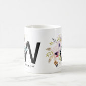 Initiaal "W" Alfabet Mok Monogram Boho Waterverf (Center)