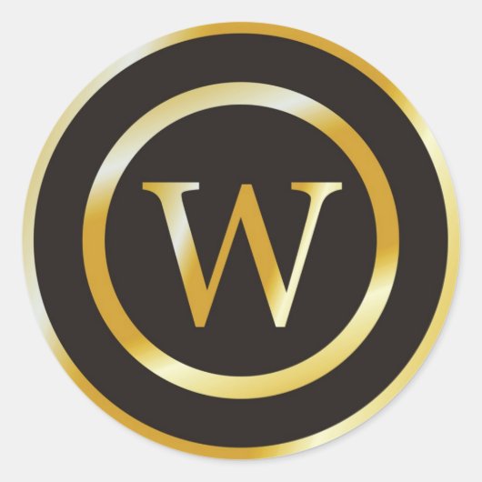 Initiaal W Gouden Monogram Bruiloft Stickers (Voorkant)