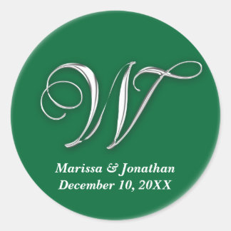 Initiaal W groen monogram douanenaam gunstiger zeg Ronde Sticker