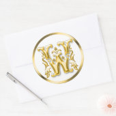 Initiaal W ronde Sticker in goud (Envelop)