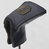 Initiaal wijzigen, leder in lederen badge er grijs golfheadcover (3/4 voorkant)
