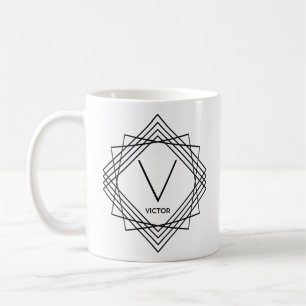 Initiaal wijzigen Naam klassieke geometrische U V  Koffiemok