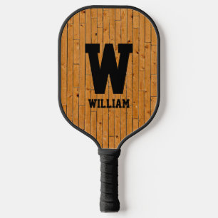 Initiaal wijzigen, naam toevoegen, Brown Wood Pane Pickleball Paddle