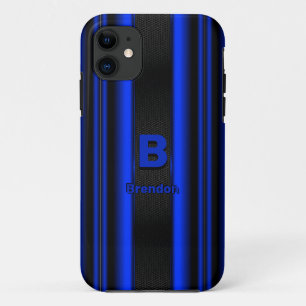 Initiaal wijzigen Naam toevoegen Metallic Blue Str iPhone 11 Hoesje