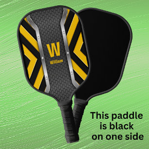 Initiaal wijzigen, naam toevoegen, zwart-wit met v pickleball paddle