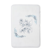 Initiaal "X" Blauw Monogram Kalm Bloemen Badmat (Voorkant Verticaal)
