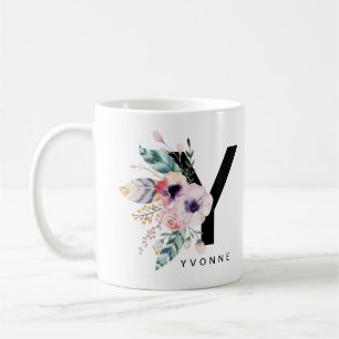 Initiaal "Y" Alphabet Mok Monogram Boho Waterverf