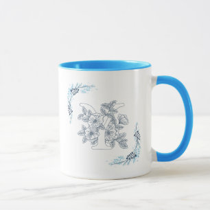 Initiaal "Y" Blauw Monogram Kalme Bloemenkoffie Mok