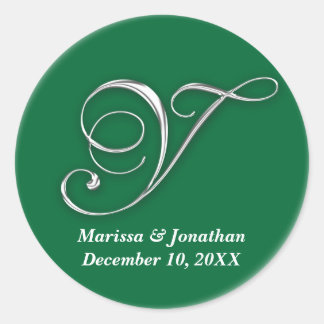 Initiaal Y groen monogram douanenaam gunstzegel Ronde Sticker