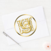 Initiaal Y ronde Sticker in goud (Envelop)