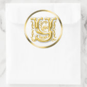 Initiaal Y ronde Sticker in goud (Tas)