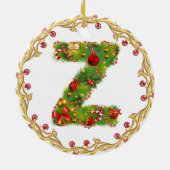 initiaal Z monogrammed kerstversiering - cirkel Keramisch Ornament (Achterkant)
