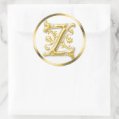 Initiaal Z Ronde Sticker in goud (Tas)