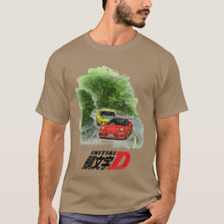 Initial D Manga Watercolor Auto's Racende vrienden T-shirt