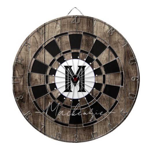 Initial Family Name Monogram Dart Board Dartbord (Voorkant)