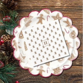 Initial, Gingerbread Man Cookies Holiday Paper Servet