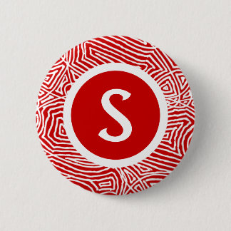 Initial in Red Ronde Button 5,7 Cm