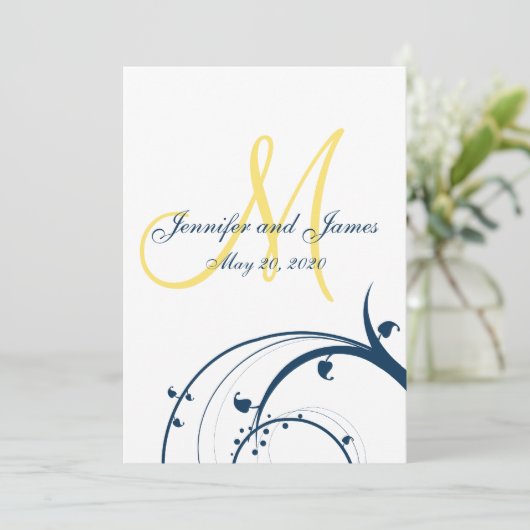 Initial jaune, bleu tourbillonne faire-part de (Debout devant)