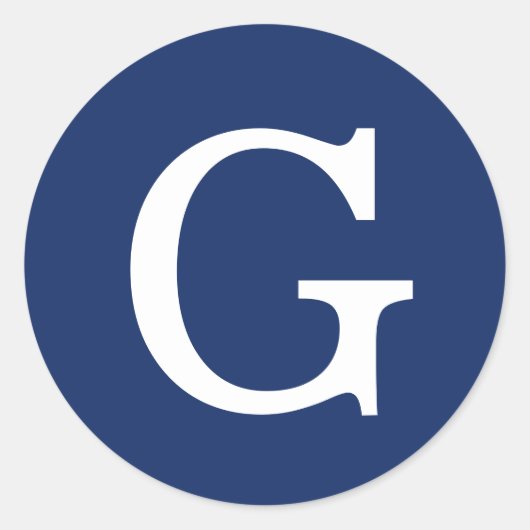 Initial Letter Monogram Blue White Plain Simple Ronde Sticker (Voorkant)