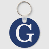 Initial Letter Monogram Blue White Plain Simple Sleutelhanger (Voorkant)