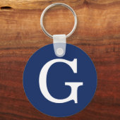 Initial Letter Monogram Blue White Plain Simple Sleutelhanger (Voorkant)