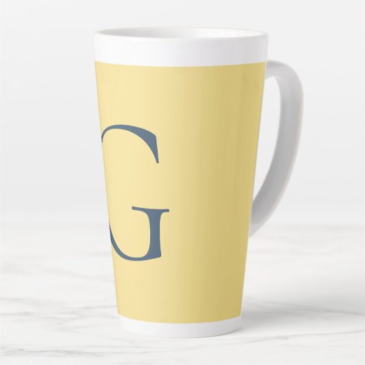 Initial Letter Monogram Jasmine Slate Grey Plain Latte Mok (Rechterhoek)