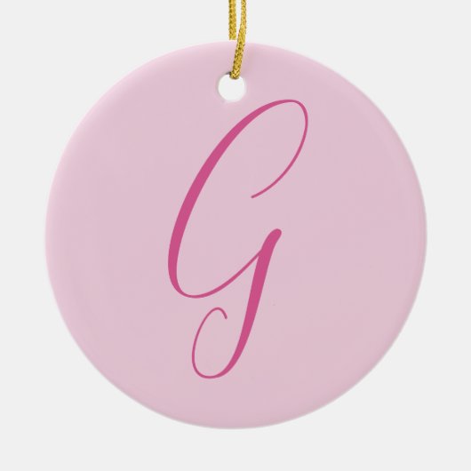 Initial Letter Monogram Light Pink Plain Chic Keramisch Ornament (Voorkant)
