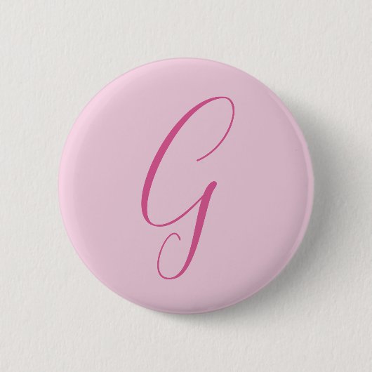 Initial Letter Monogram Light Pink Plain Chic Ronde Button 5,7 Cm (Voorkant)