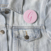 Initial Letter Monogram Light Pink Plain Chic Ronde Button 5,7 Cm (In situ)