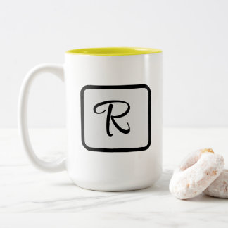 Initial Letter Monogram Logo Yellow coffee mug