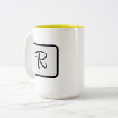 Initial Letter Monogram Logo Yellow coffee mug Tweekleurige Koffiemok (Voorkant links)