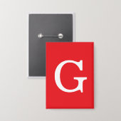 Initial Letter Monogram Red White Plain Simple Button (Voorkant / Achterkant)