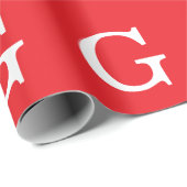 Initial Letter Monogram Red White Plain Simple Cadeaupapier (Rol Hoek)
