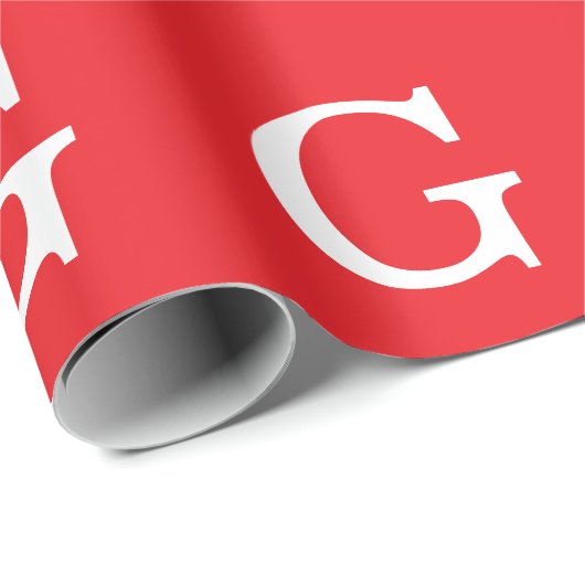 Initial Letter Monogram Red White Plain Simple Cadeaupapier (Rol Hoek)