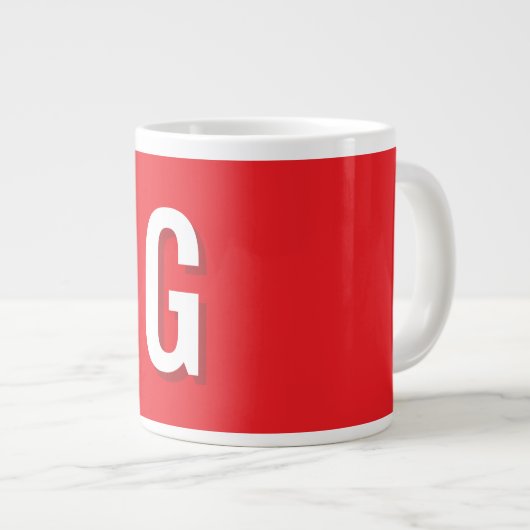 Initial Letter Monogram Red White Plain Simple Extra Grote Beker (Voorkant rechts)