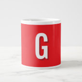 Initial Letter Monogram Red White Plain Simple Extra Grote Beker (Voorkant)