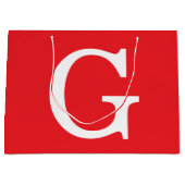 Initial Letter Monogram Red White Plain Simple Groot Cadeauzakje (Voorkant)