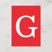 Initial Letter Monogram Red White Plain Simple Informatiekaartje (Achterkant)