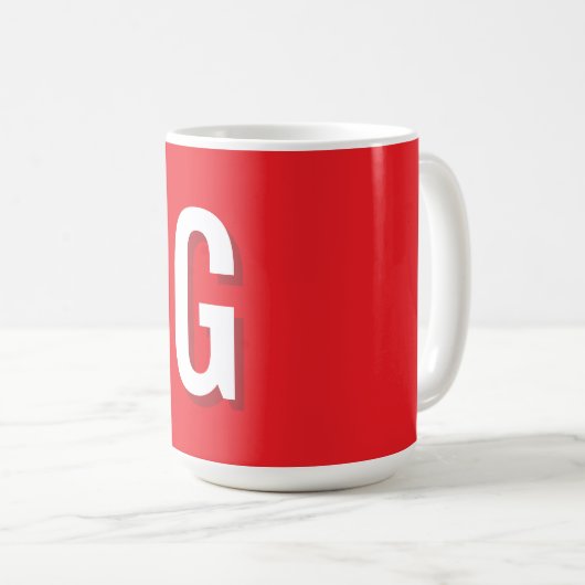 Initial Letter Monogram Red White Plain Simple Koffiemok (Voorkant rechts)