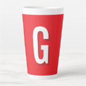 Initial Letter Monogram Red White Plain Simple Latte Mok (Voorkant)