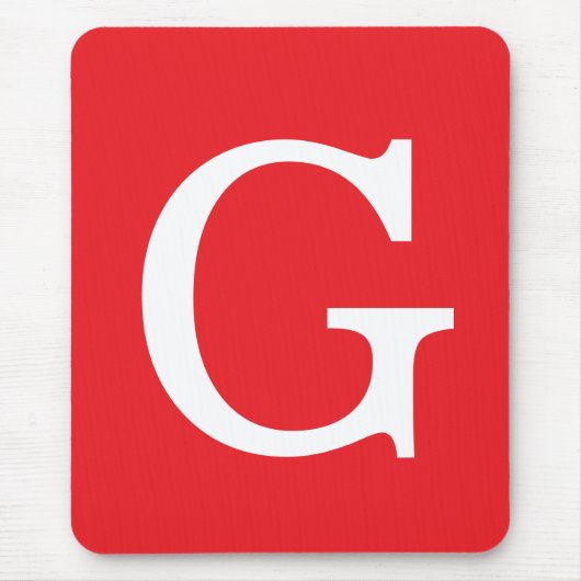 Initial Letter Monogram Red White Plain Simple Muismat (Voorkant)