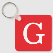 Initial Letter Monogram Red White Plain Simple Sleutelhanger (Voorkant)