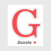 Initial Letter Monogram Red White Plain Simple Sticker (Vel)